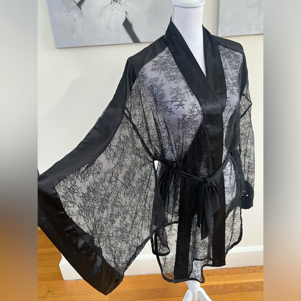 Victoria's Secret Sheer Black Lace Robe - Picture 3 of 7